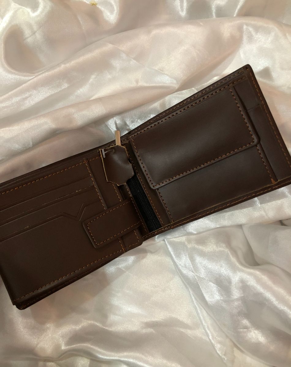 Inside Picture of Leather Wallet in Brown Color in open angle
