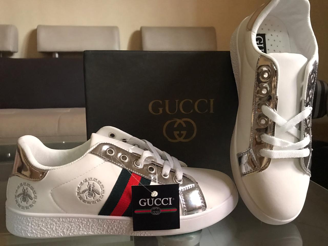 GG ACE GREY LOW-TOP SNEAKERS
