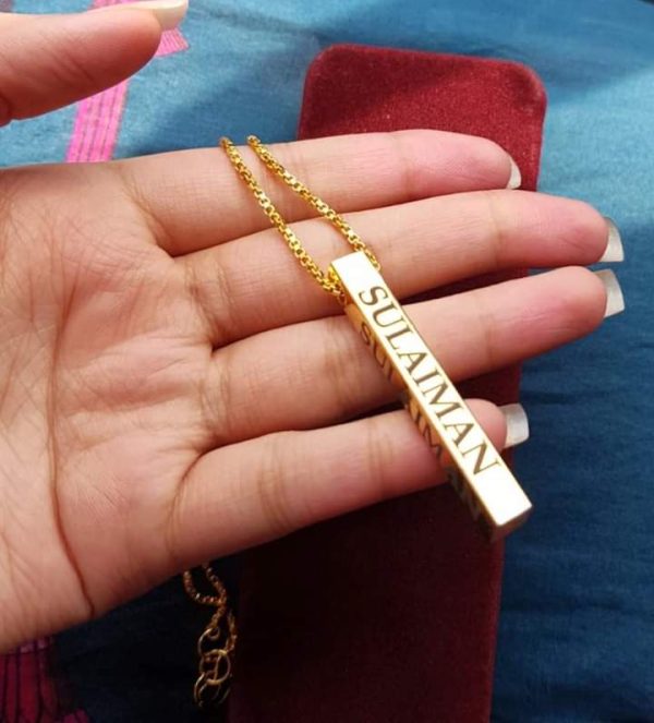 3D Gold-plated Bar Necklace