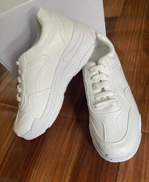 High Sole White Sneakers for Girls