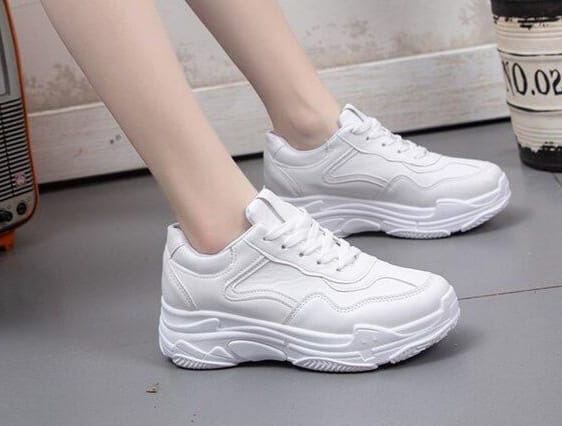 High Sole White Sneakers for Girls