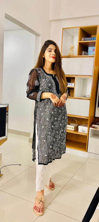 Handmade Faux Georgette Black Kurta With Front Jaal Tunic Kurti Full  Embroided Lucknowi Chikankari Ethnic Summer Wear Chikan Kurta |  idusem.idu.edu.tr