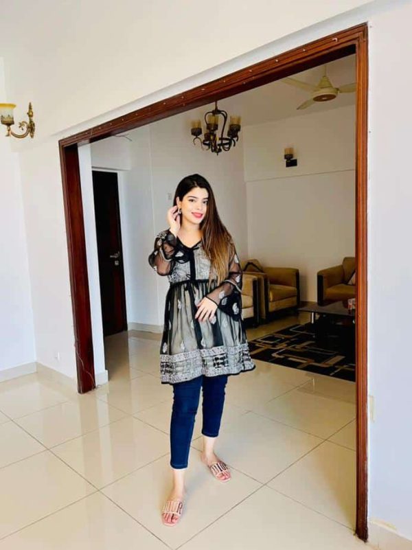 Lucknowi Chikankari Peplum Frock Black