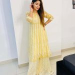 Lucknowi Chikankari Kalidaar Yellow