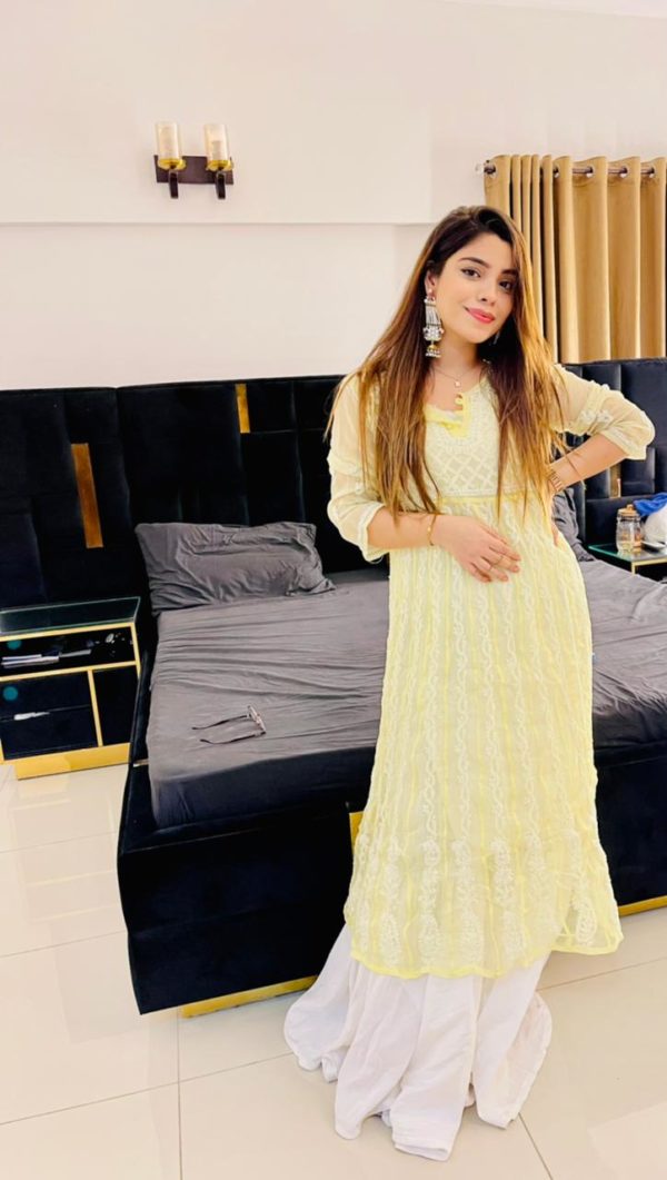 Lucknowi Chikankari Kalidaar Lime