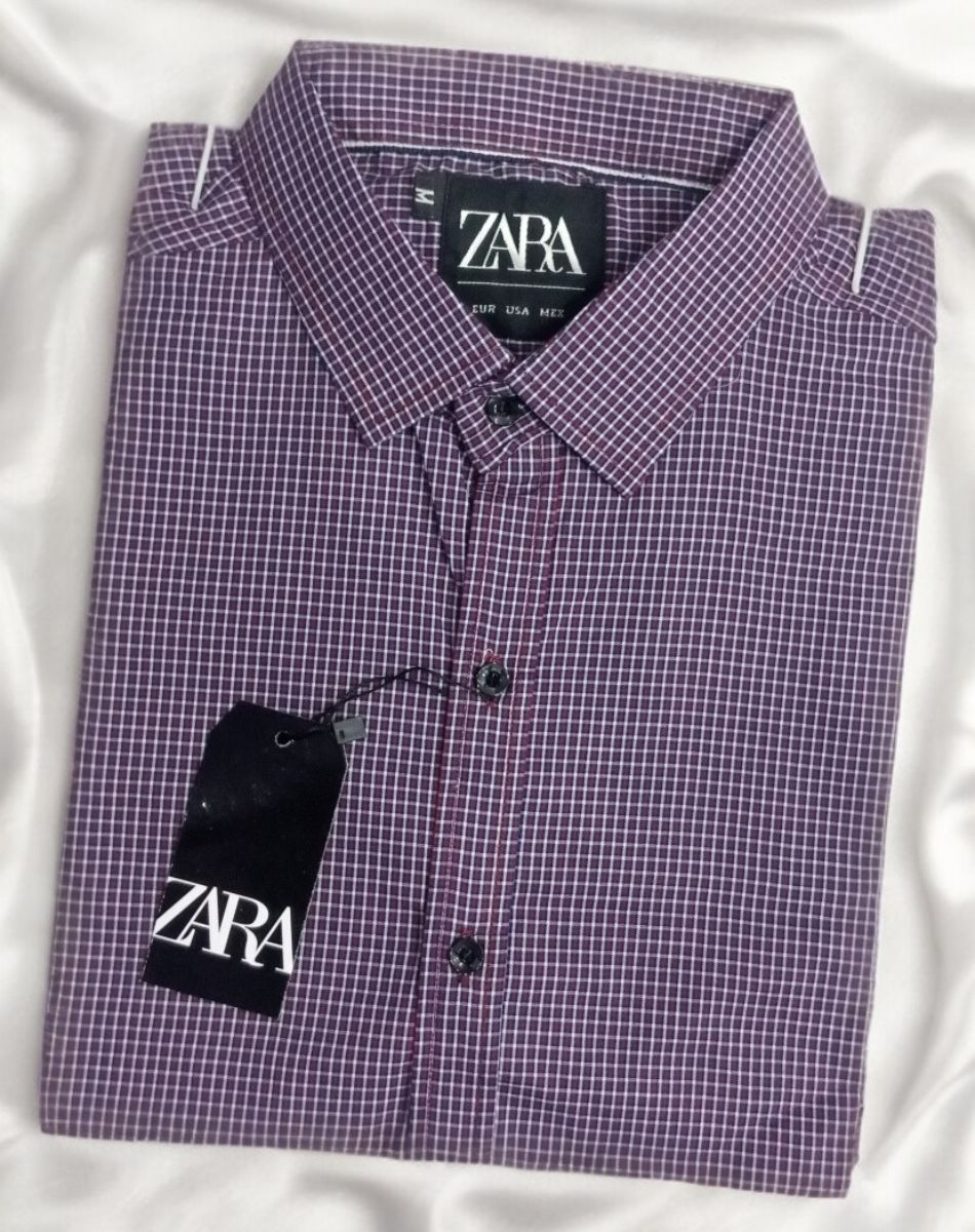 ZARA Checkered Shirt Purple