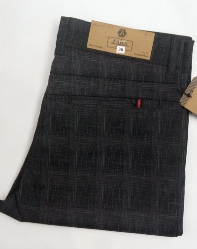 ZR Black Textured Pants with broad checkboxes
