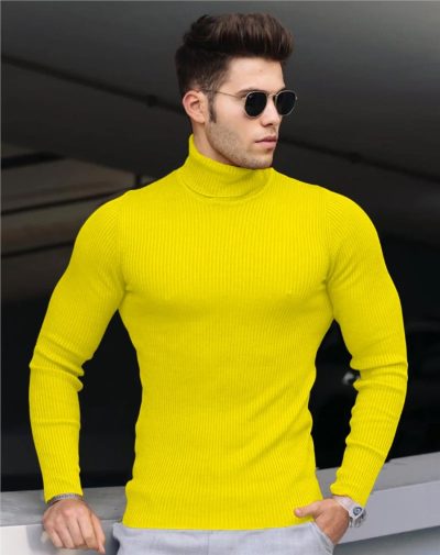 Men's ribbed turtleneck sweater hotsell