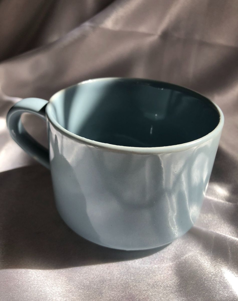 Stylish and Vibrant: Ceramic Mug in Feroza and Grey Shades