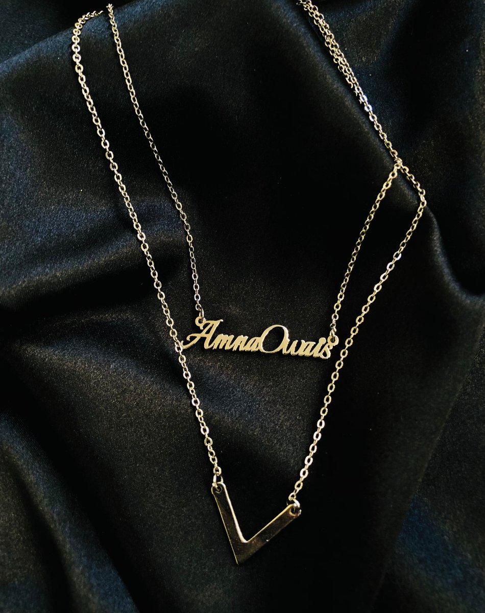 Double Name Double Chain Silver-Plated Necklace