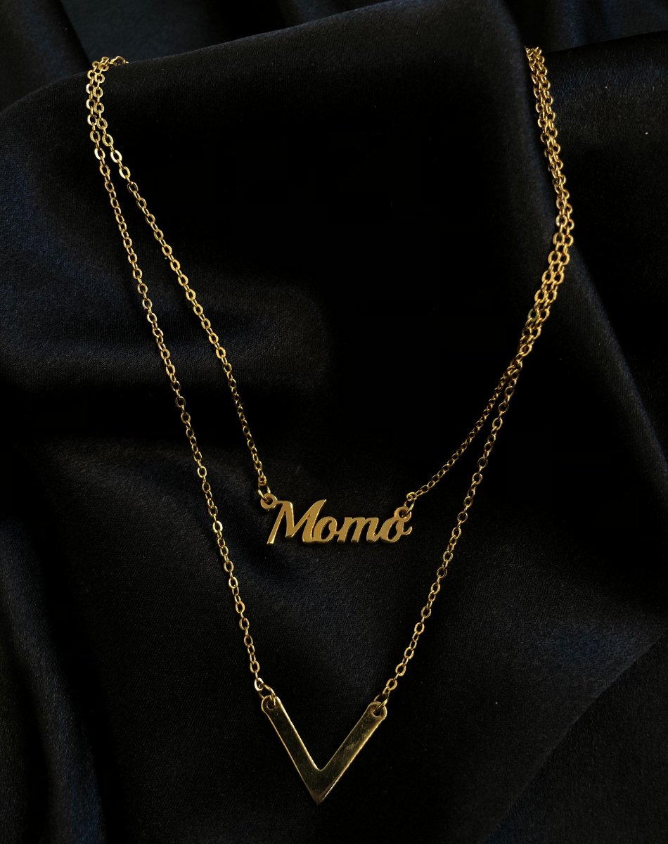 Single Name Double Chain Gold-Plated Necklace