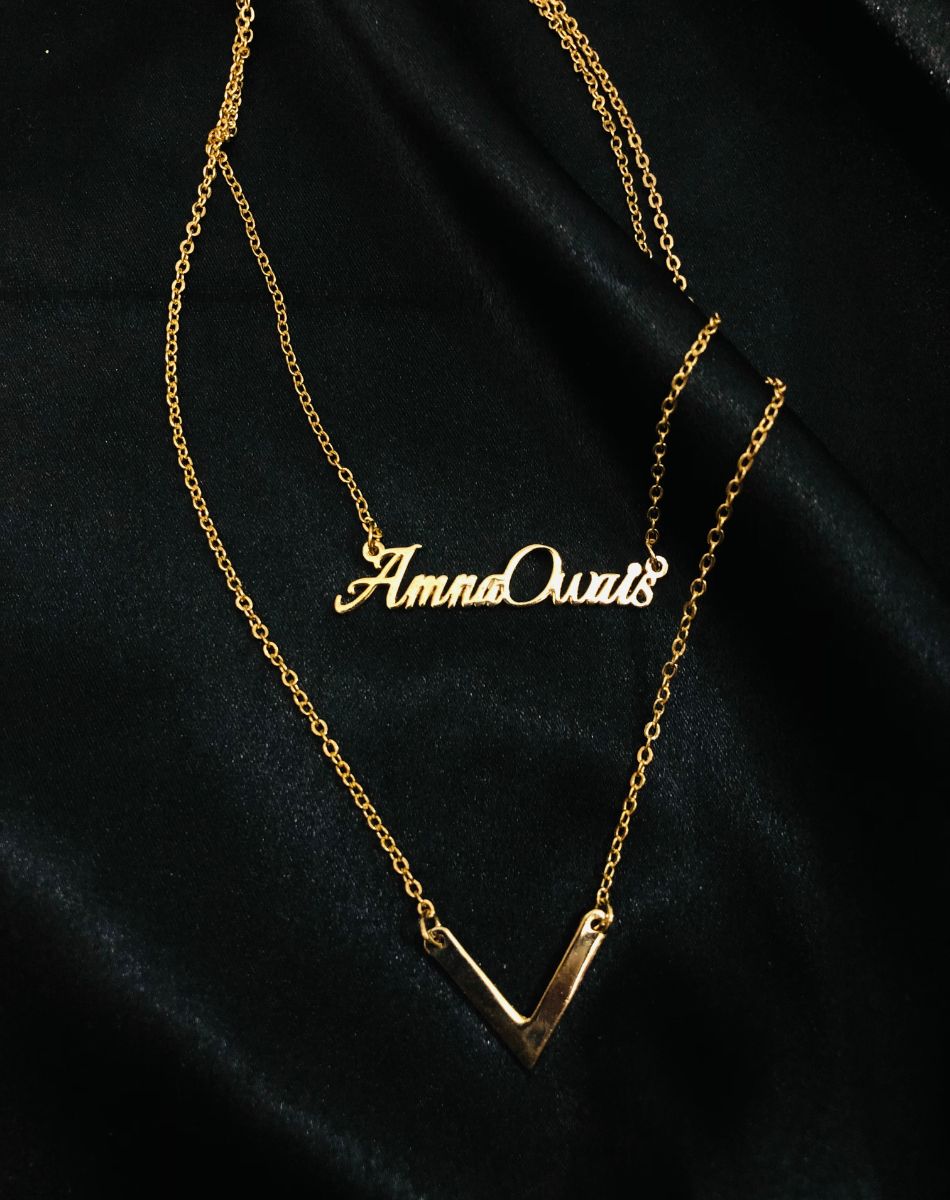Double Name Double Chain Gold-Plated Necklace