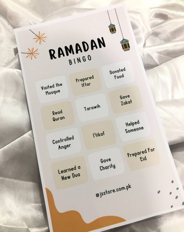 Ramadan Bingo Card: Fun and engaging activity to track goals and good deeds throughout Ramadan.