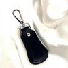 Elegant Curved Leather Keychain