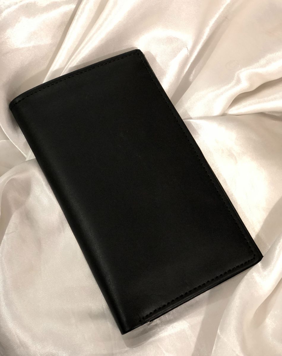 Black Long Leather Wallet for Men