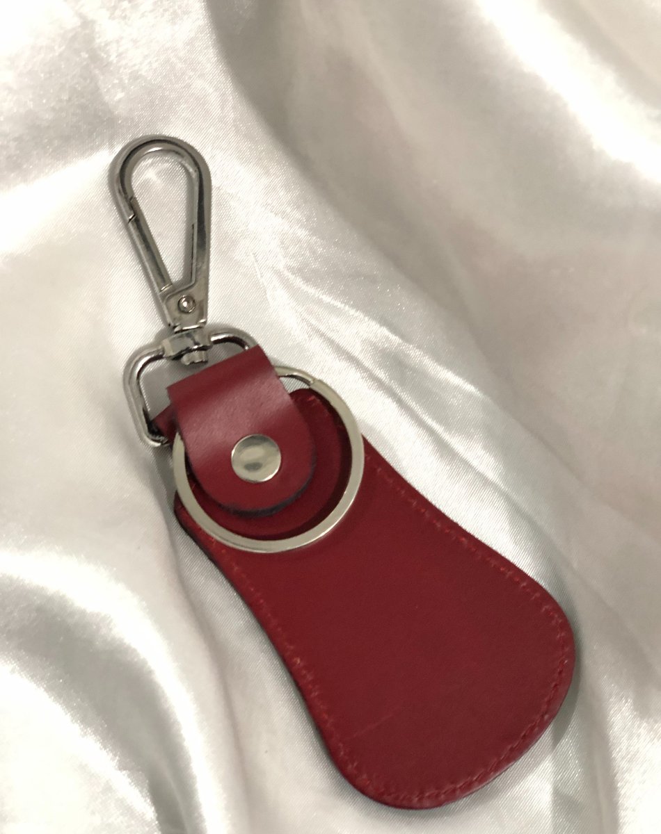 Elegant Curved Leather Keychain Red