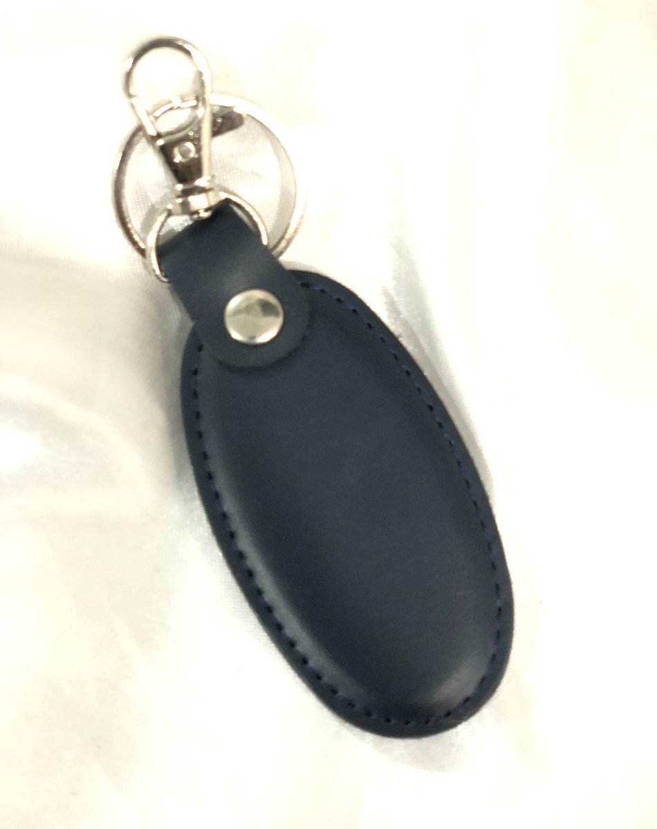 Simple Leather Keychain Navy Blue