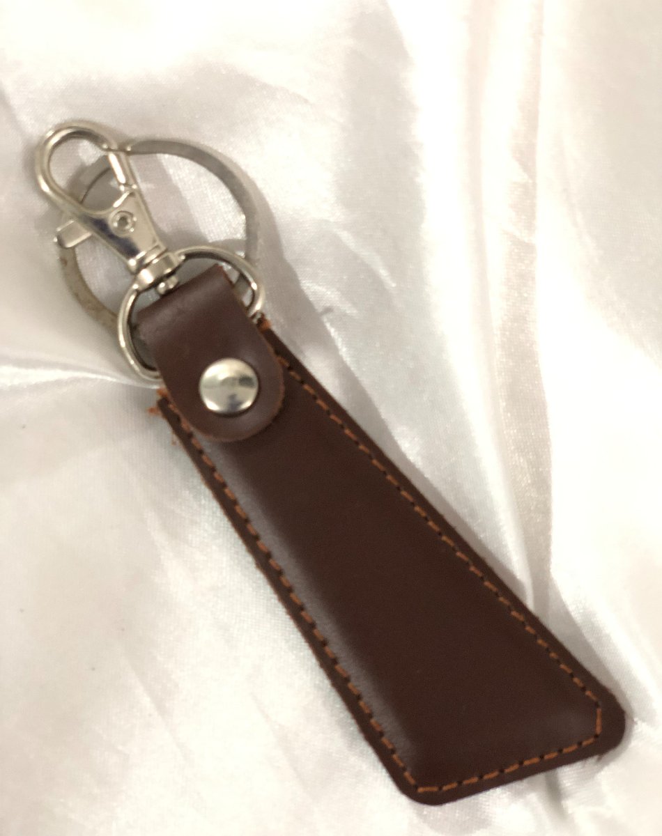 Sleek Leather Keychain Brown