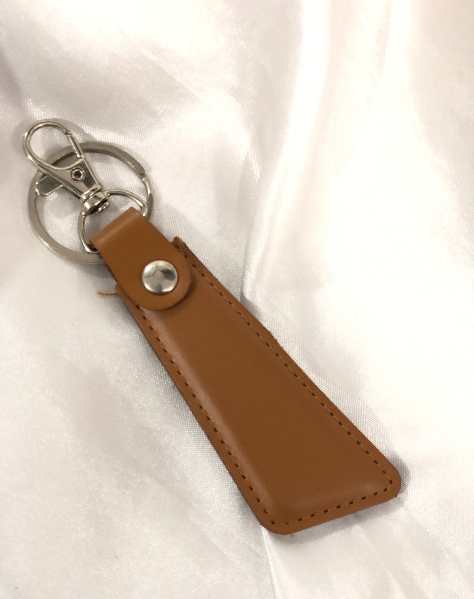 Sleek Leather Keychain Camel