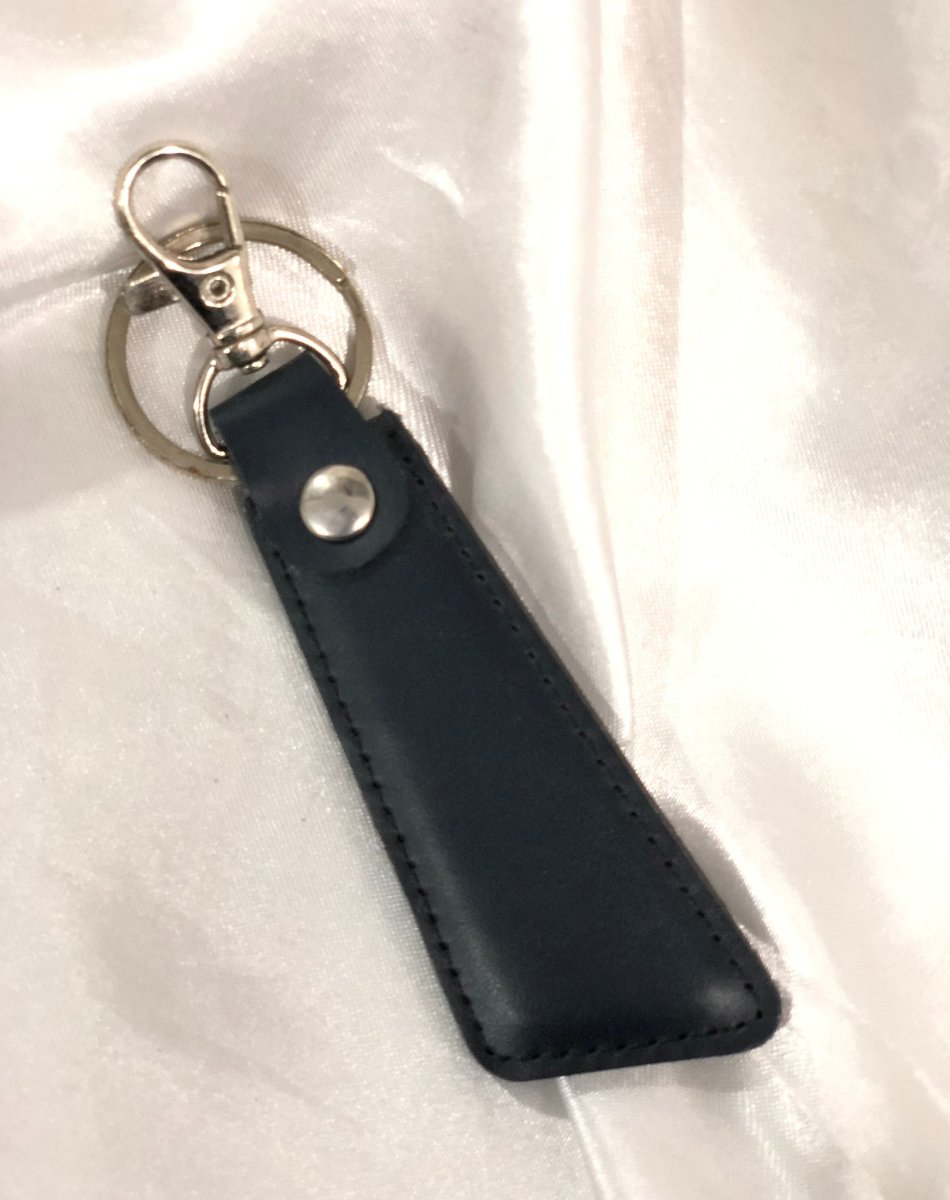 Sleek Leather Keychain Navy Blue