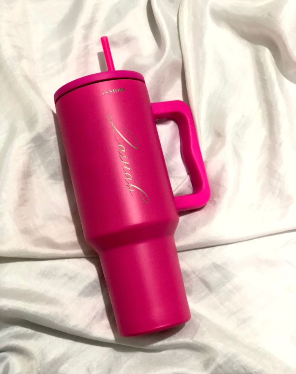 Personalized Shocking Pink Quencher Tumbler with Name Engraving