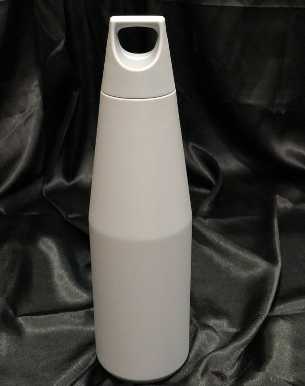 The Zen Flask in Light Gray, a 1080ml stainless steel water bottle with a sleek design and convenient handle.
