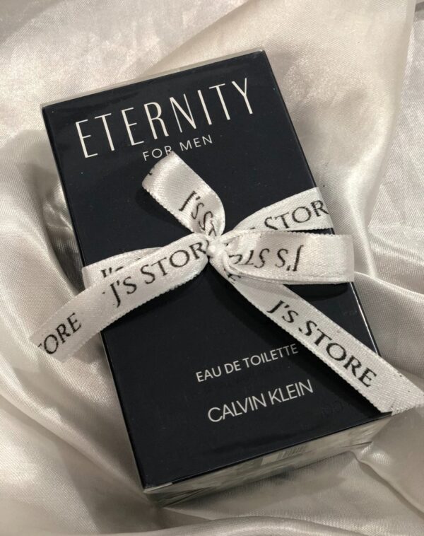 CK Eternity For Men Eau de Toilette by Calvin Klein, wrapped with J’s Store ribbon, available for delivery across Pakistan.