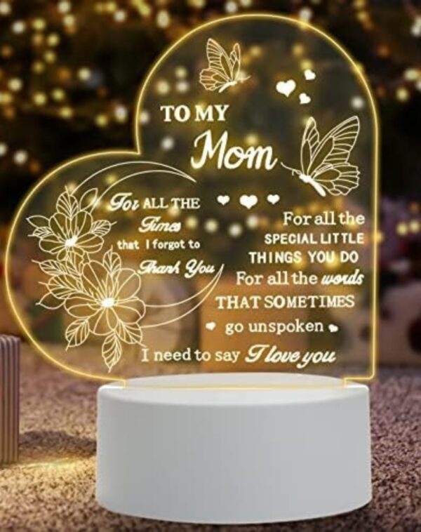 Heart-Shaped Mother's Day LED Frame with Loving Message