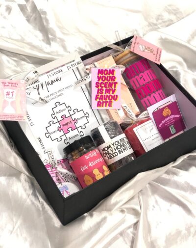 Personalized Pampering for Mom box with perfume, puzzle frame, dry fruits, honey, candle, keychain, tumbler, magnet – J’s Store.