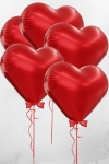 5 Red Foil Balloons