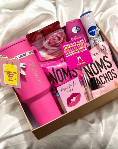 A Her Happily Ever After Box by J's Store, a gift box for her, filled with various pink and red products.