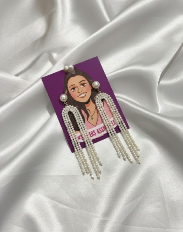 Delicate Pearl Fringe Dangles - Long Tassel Earrings from J’s Store.