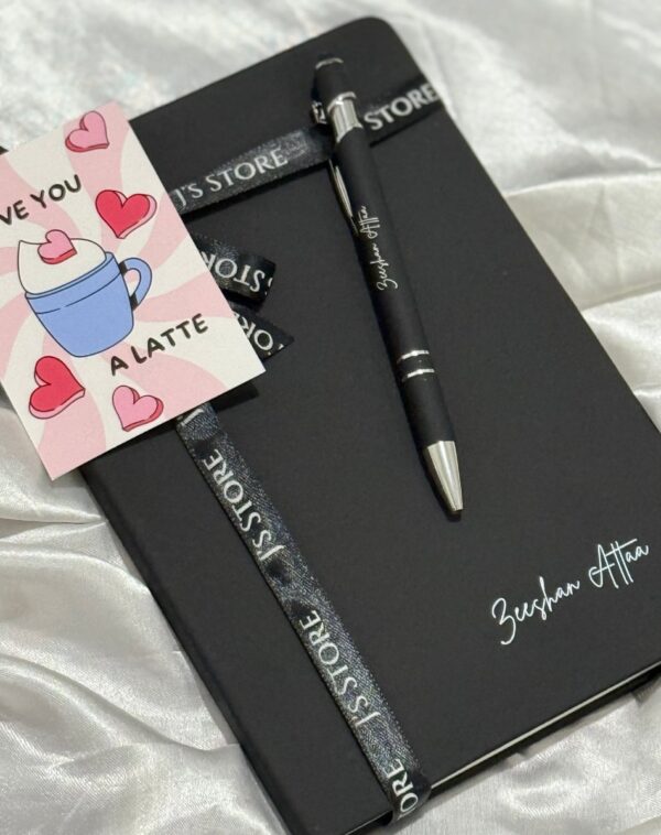 Black Leather Notebook & Pen set for professionals.