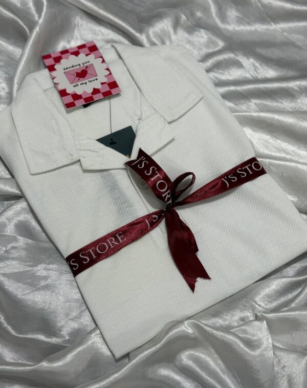 White Button-less Collar Shirt for men by J’s Store.